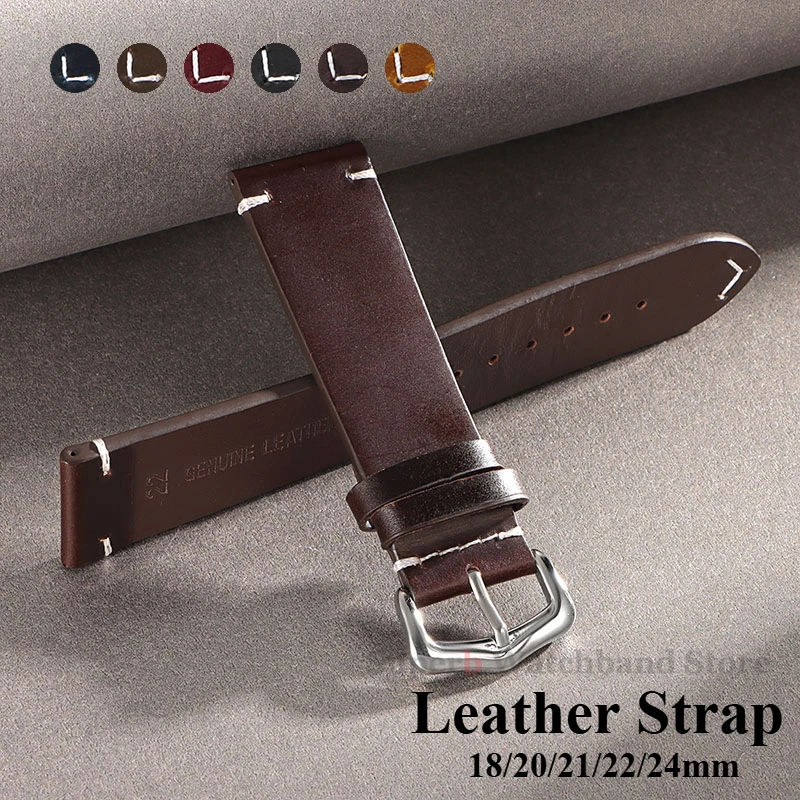 18 мм, 20 мм, 21 мм, 22 мм, 24 мм, кожаный ремешок в стиле ретро, масляный воск, масляное обесцвечивание, ремешок для часов из воловьей кожи, деловой ремешок для часов, ремешок из телячьей кожи