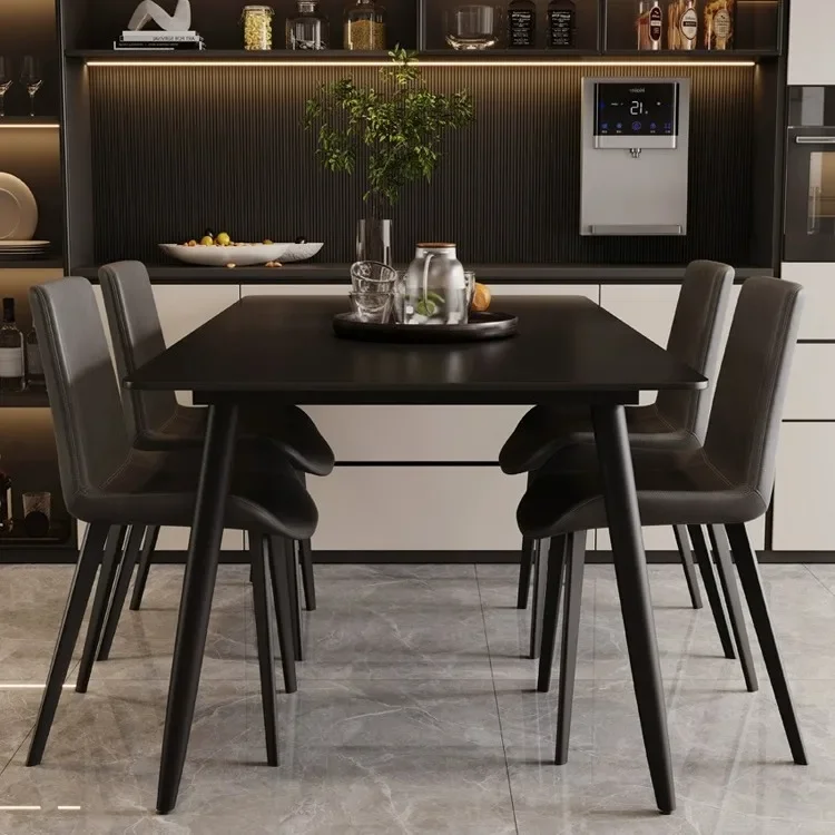 الحد الأدنى، بلاطة الصخور، طاولة الطعام والكراسي، مزيج، المنزل، الحديثة، الحد الأدنى #4