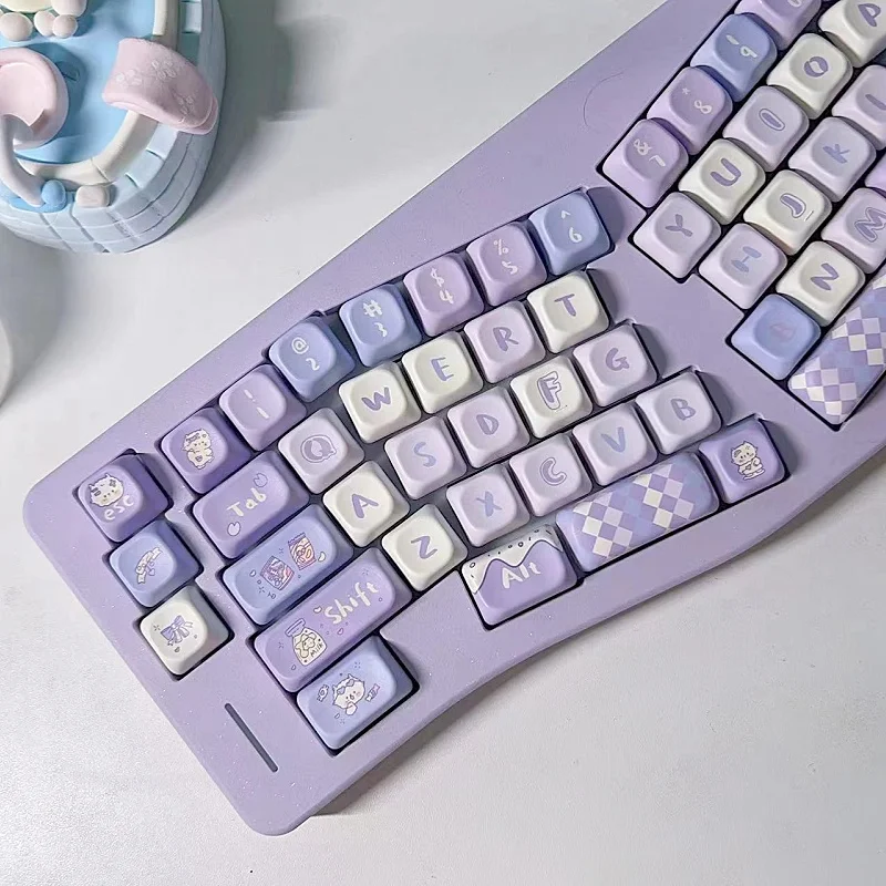 Purple Lamb Eoa Keycap Pbt Material 138-Key Cartoon Plaid Cute Keycap Suitable For Mechanical Keyboard DIY Girls Christmas Gift