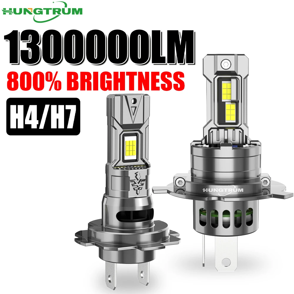 

1300000LM H4 H7 LED Headlight 9003 HB2 High Low Beam 6000K White Light Bulb Wireless Plug And Play With Fan Turbo Headlamp 12V