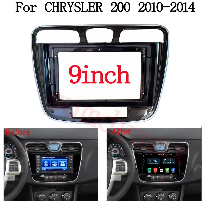 Car GPS Navigation Stereo For CHRYSLER 200 2010-2014 Radio Fascias Panel Frame Fit 2Din 9 inch In Dash headunit screen