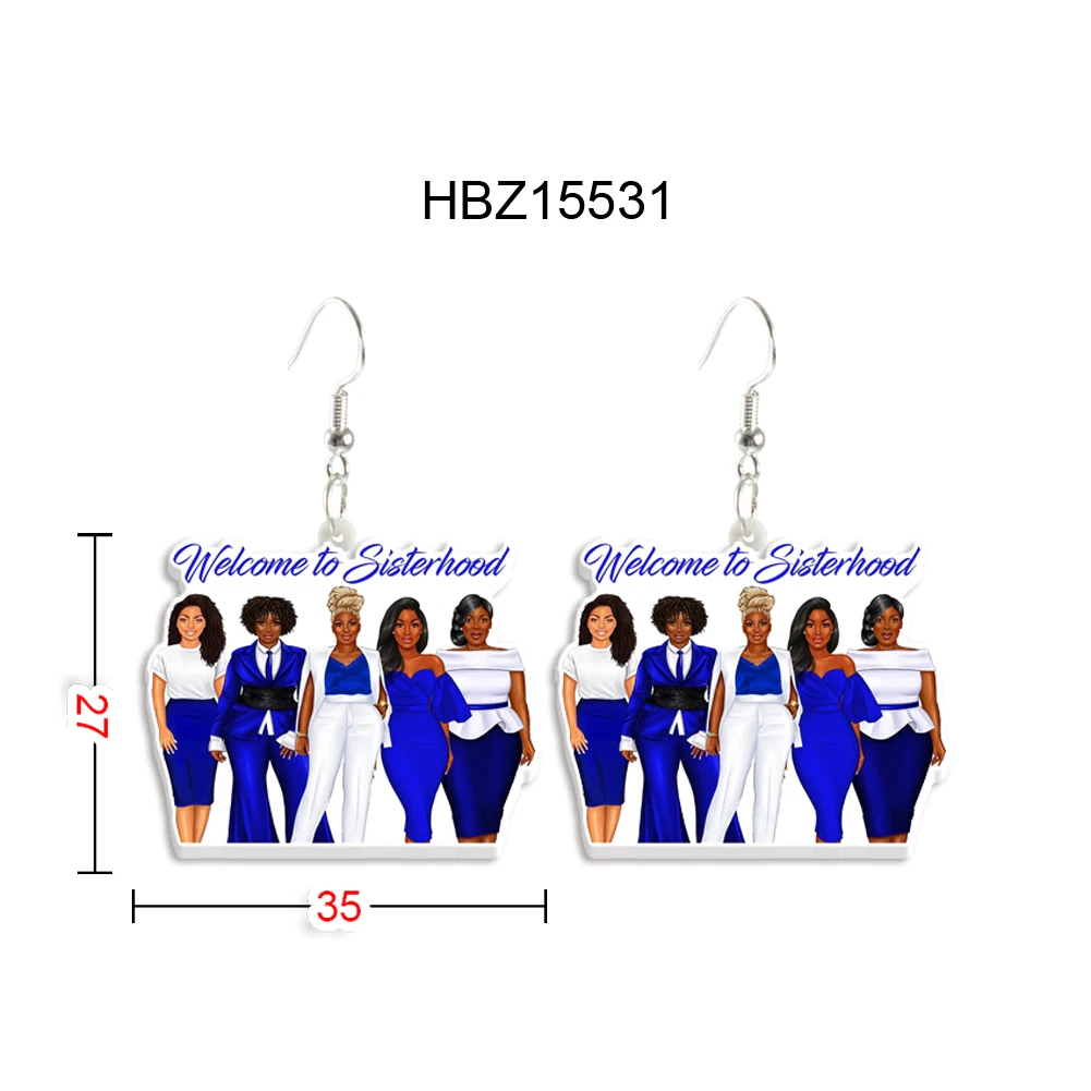 Zeta Phi Beta Sorority ZFB Women Drop Earrings Acrylic Cute Multicolour Fashion Jewelry For Woman Girl Holiday Birthday Gift