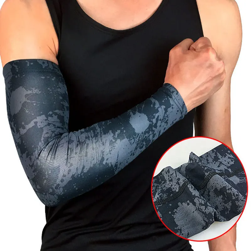 Sport Compression Arm Sleeves For Men Cover Uv Sun Protection Fitness Armguards Sports Cycling Arm Warmers Running Basketball