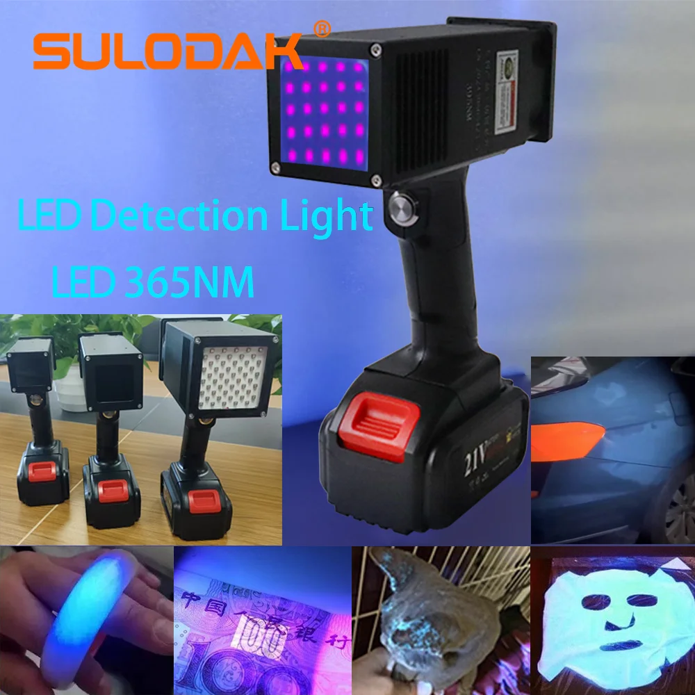 Lámpara ultravioleta de 50-150W y 365nm para inspección de automóviles, luz de detección UV reparada de pintura de coche recargable portátil, probador de pintura UV