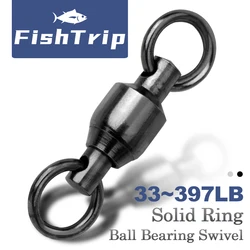 FishTrip Stainless Steel Ball Bearing Swivels 20~100Pack Heavy Duty Solid Welding Ring Sea Fishing Connector Terminal Tackle