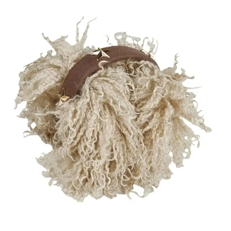 652F Strukturierte Fleece-Ohrabdeckungen, faltbarer Rahmen mit böhmischen Fransen und kantigem Metallic-Sterndetail, trendiges