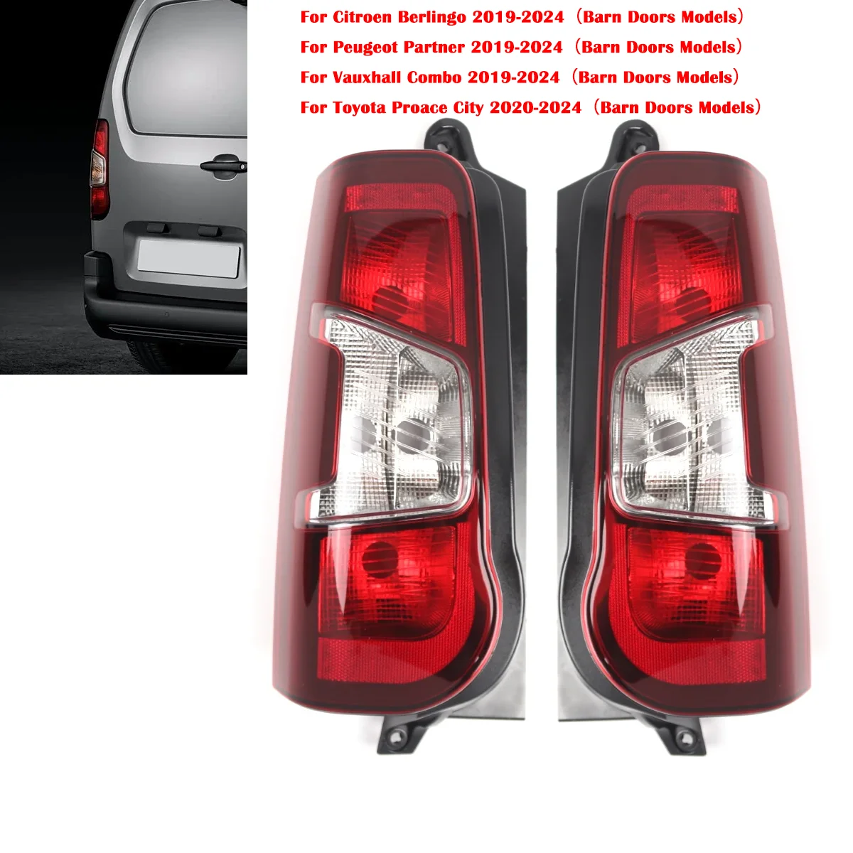 

Fits For Peugeot Partner Citroen Berlingo 2018 - 2023 Red Left Rear Tail Light Lamp No Bulbs OE 9819235880 9808243182