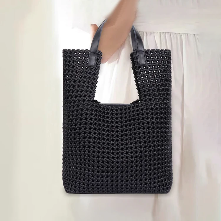 Private Label Large Capacity Woven Leather Tote Shoulder Bags Designer Tote Bags