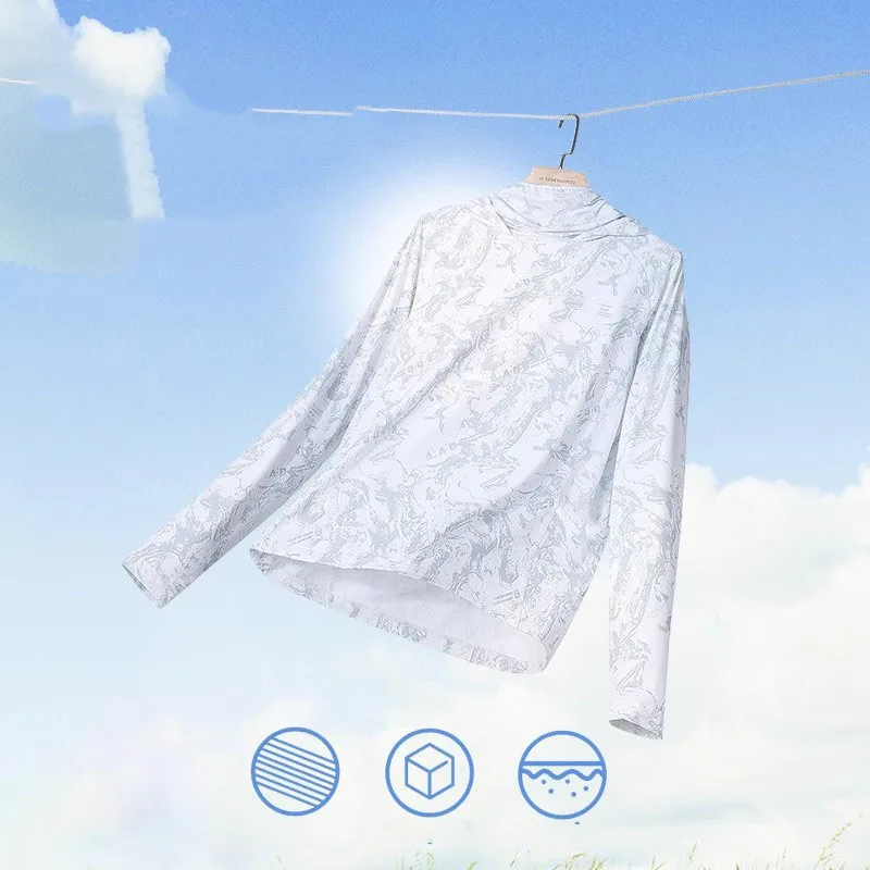 التمويه الصيد ملابس الحماية من الشمس الرجال الحرير الجليد الصيف رقيقة جدا غطاء الصيد في الهواء الطلق تنفس تجفيف الشمس الملابس