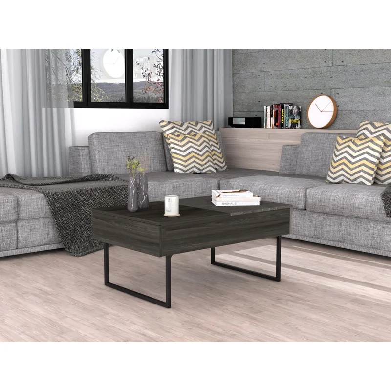 

Espresso Coffee Table with Single Drawer, Two Legs, Onyx Finish
