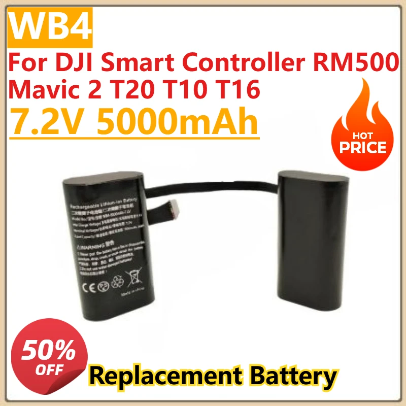 

New WB4 7.2V 5000mAh Remote Controller Rechargeable Replacement Battery for DJI Smart Controller RM500 Mavic 2 T20 T10 T16