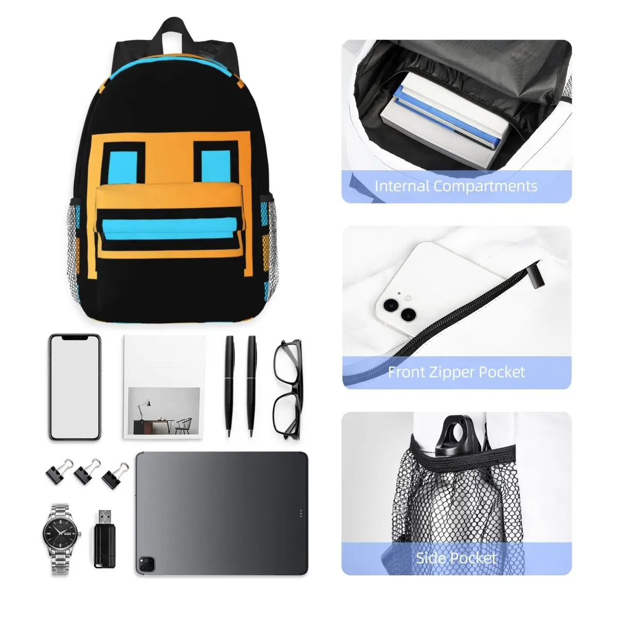 Geometry Cube Gaming Dash Backpack Hot Sale Daypack Large Capacity Boys Girls BookBag Shoulder Bags for Men Women School Bag