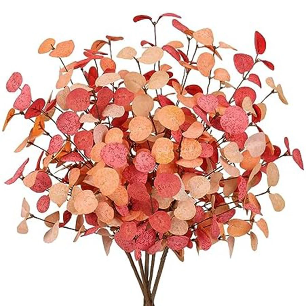 

Natural Beauty Artificial Eucalyptus Leaves Fall Eucalyptus Decor Flexible Metal Wire Gradual Dyeing Technology