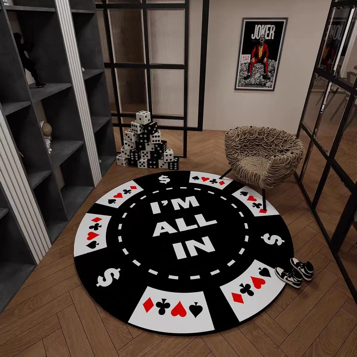 Creative Round Play Cards Carpet Chinese Style Computer Table Chair Soft Floor Mat Bedroom Tatami Non-slip Rug Study Room Mats