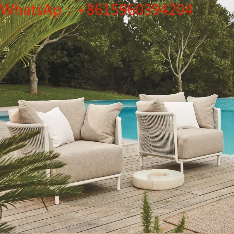 Outdoor sofa, courtyard, outdoor balcony, leisure coffee table combination, outdoor rattan chairs, rattan weaving villa,