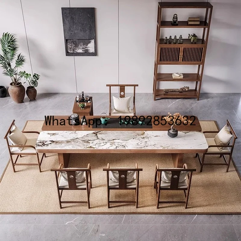 

H5.15 solid wood large board tea table and chair combination rock slab tea table for home tea table