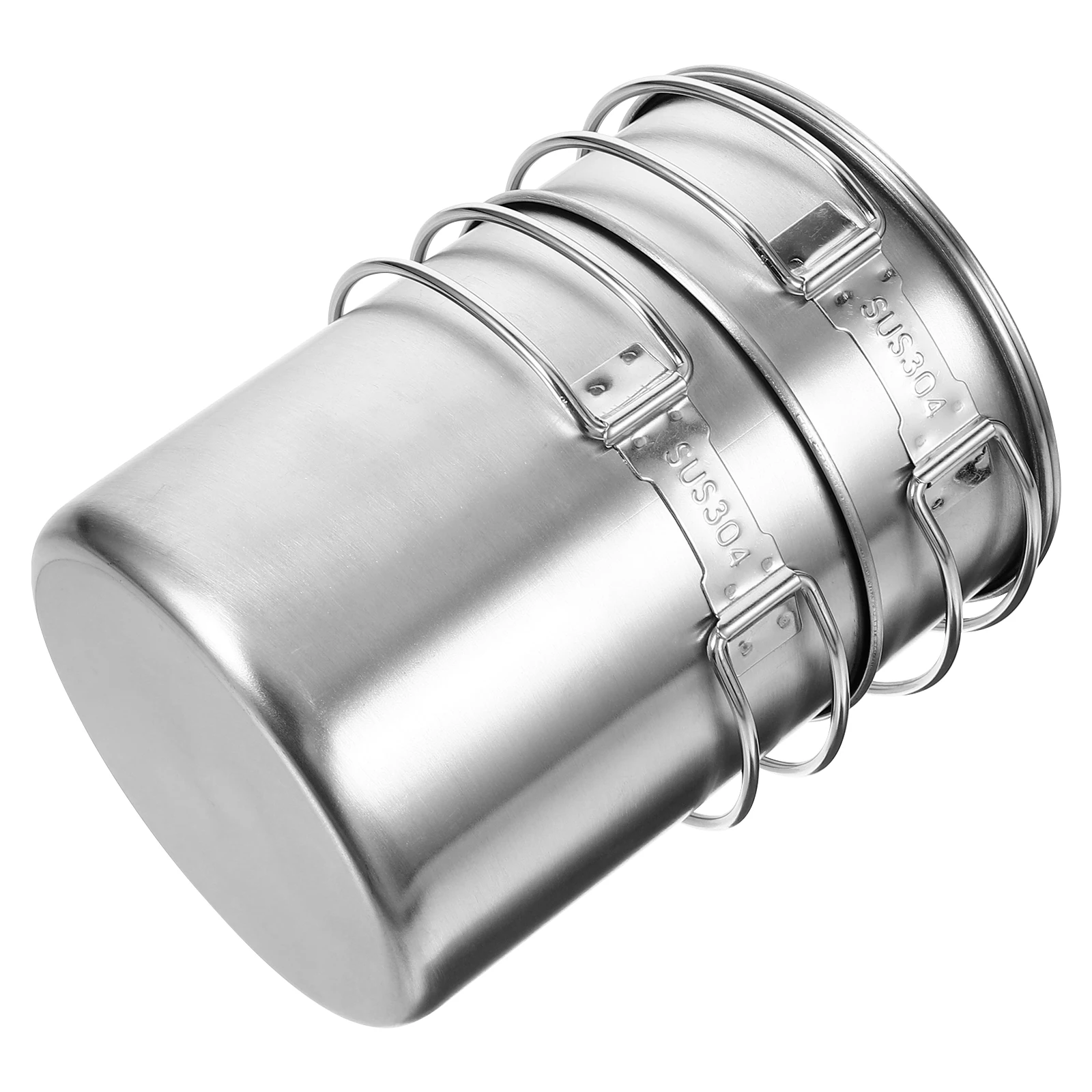 

Cookware Set Camping Mug Portable Coffee Cup Stainless Steel Cups with Lids on Foot