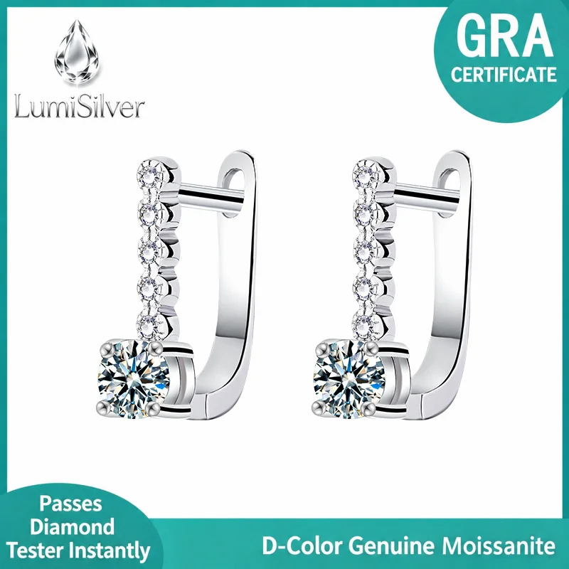 Classic U-Shaped Moissanite Earrings 925 Sterling Silver Elegant Large Fashion Ear Cuff Jewelry Accessory