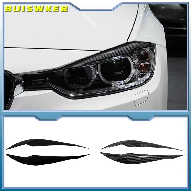 

2Pcs Headlight Cover Eyelid Gloss Black Eyebrow For BMW F30 Saloon 2012 to 2018 ABS Plastic Headlight Eyebrow Body kit