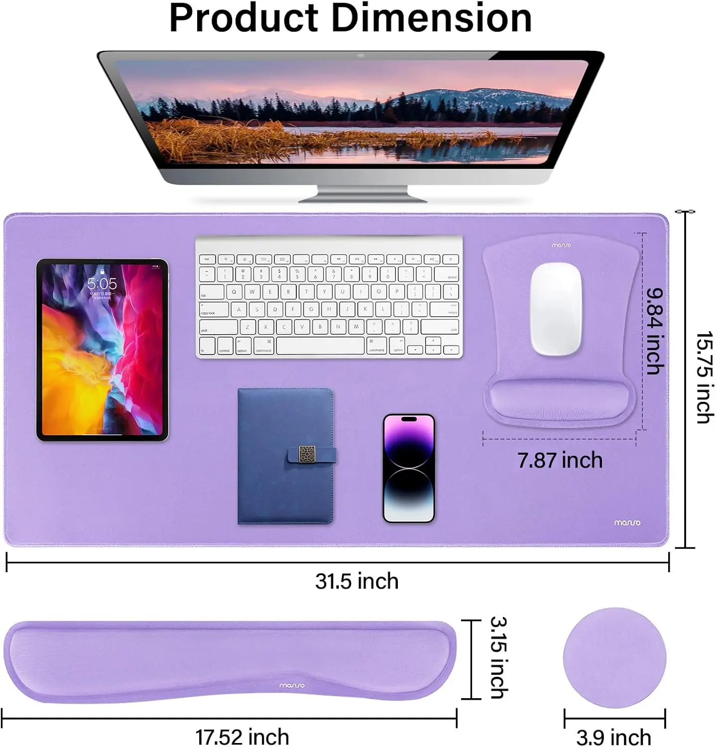 Keyboard Mouse Pad Set Large Gaming Mousepad&Keyboard Wrist Rest&Mouse Wrist Rest&Coaster Ergonomic Non-Slip Mousepad Cushion