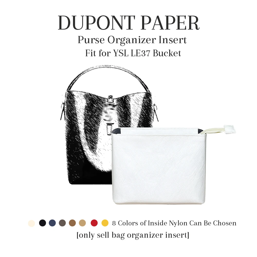 

Purse Organizer Insert Fit for YSL LE37 Bucket, Inner Liner Bag In Bag Organizer Insert Dupont Paper Slim Iside Bag Organizer