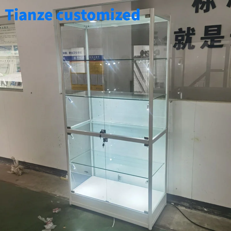 （customized）Lockable Store Display Cabinet FullTempered Glass Display Cabinet Glass Showcase