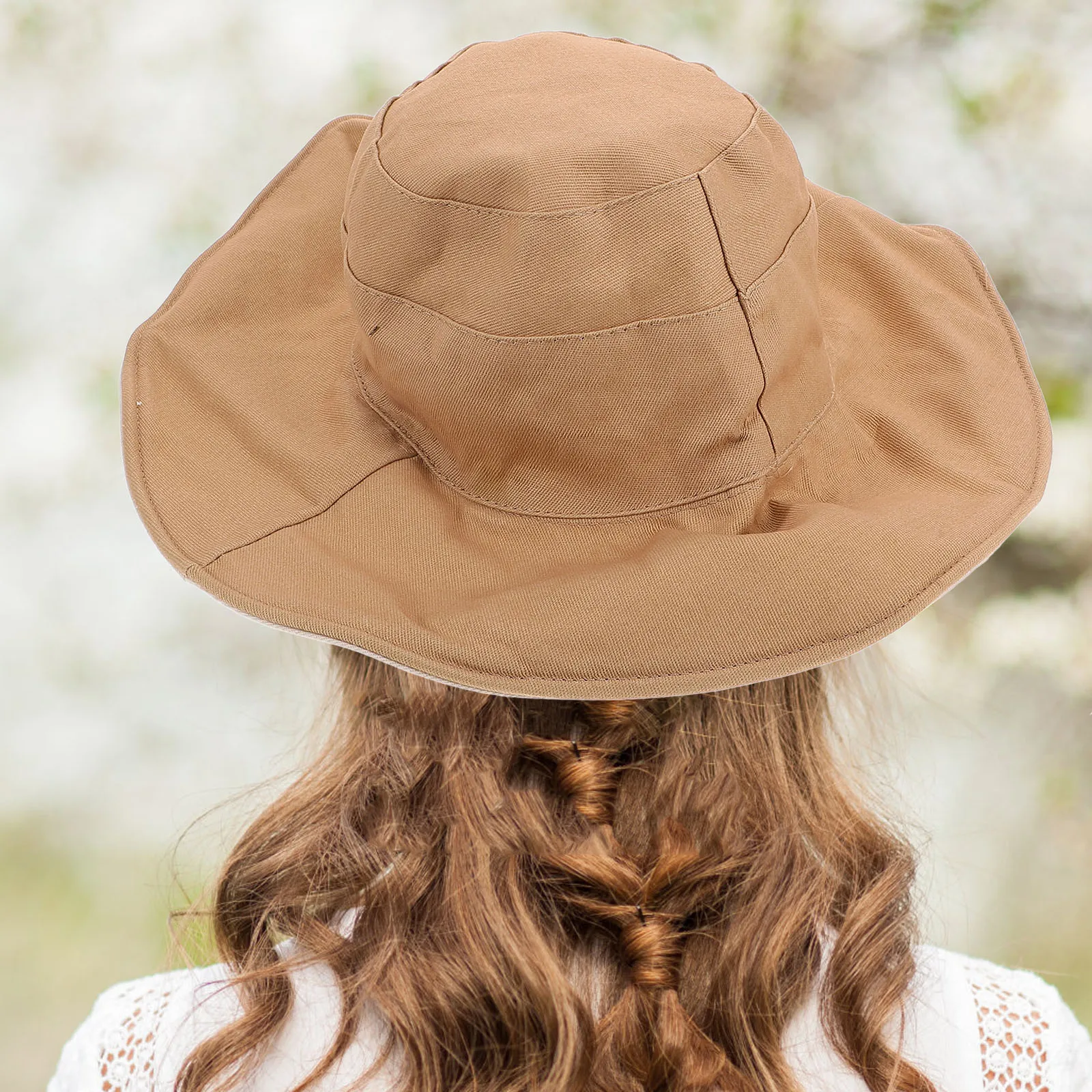 

Japanese Style Bucket Hat Wide Brim Double Side Sun Hat Summer Cap Cotton Fabric Outdoor Travel Beach Vacation