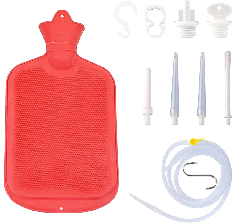 Enema Kit for Men and Women - 2-Liter Capacity Enema Bulb for Colon Detoxification and Cleaning, Is Enema Effective in Cleaning the Colon, Red Color
