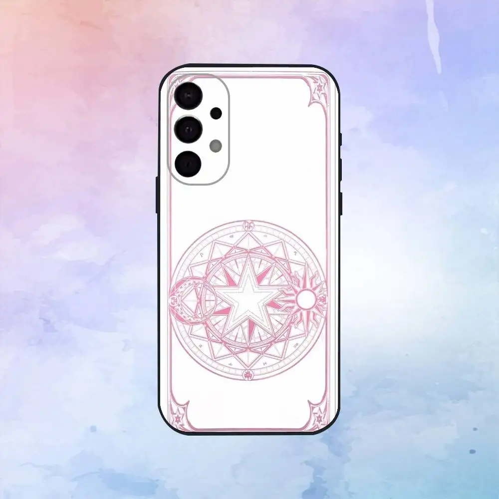 Cartão dos desenhos animados c-captor s-sakura caso de telefone para samsung s25, s24, s23, s22, silicone macio preto cover3g