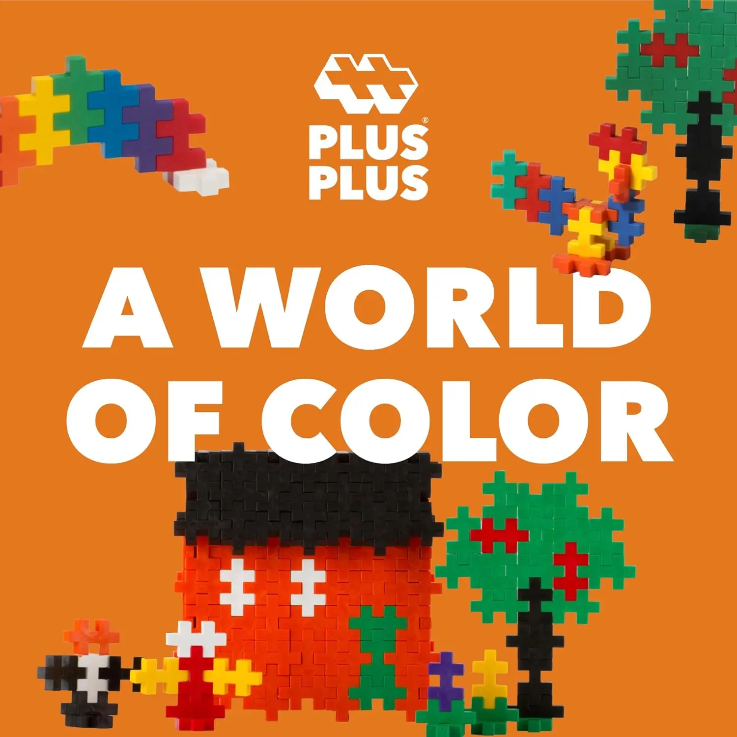 Open Play Set - 600 Piece in Storage Tub- Basic Color Mix, Construction Building Stem Toy, Interlocking Large Puzzle Blocks for