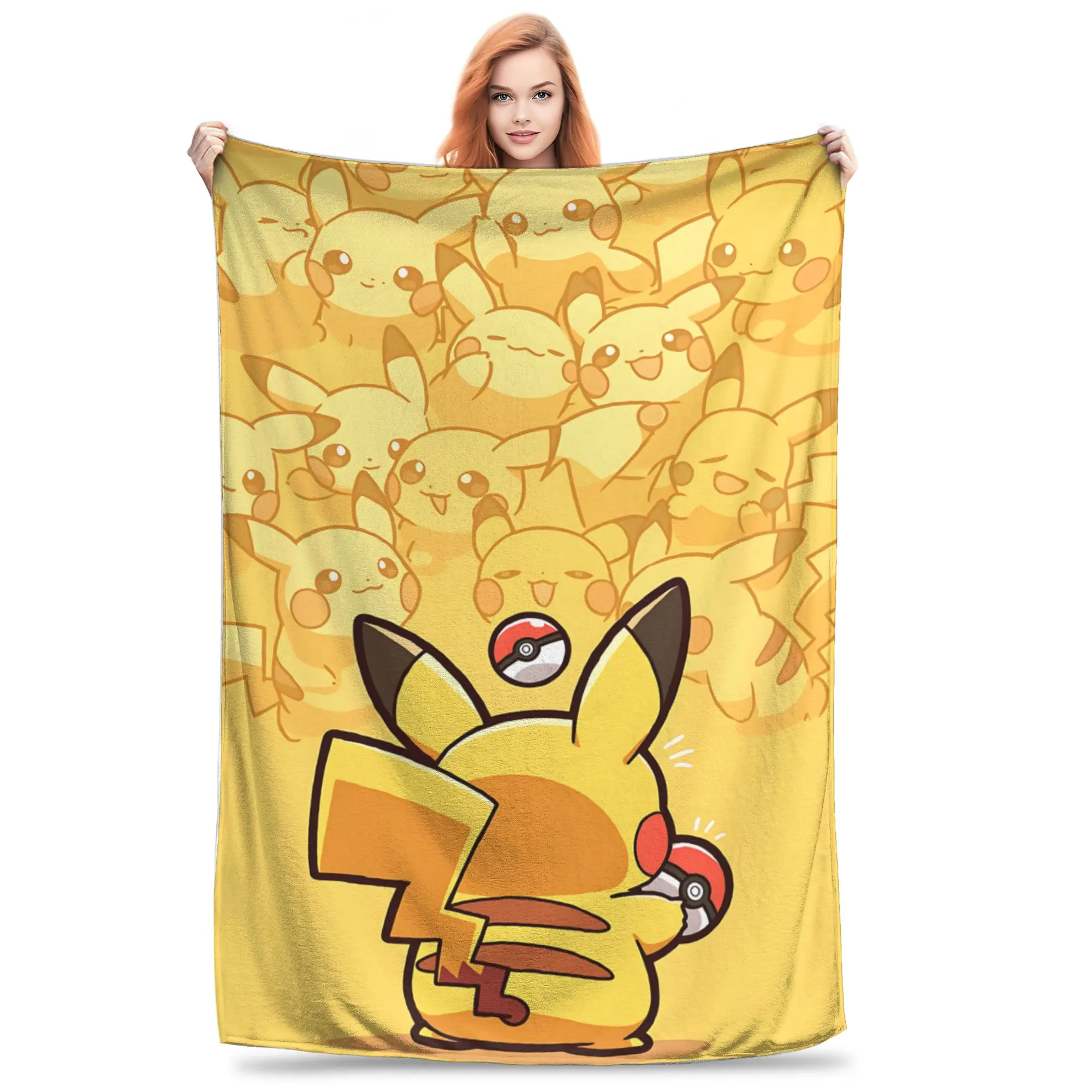 1PC home Cutecore Cartoon Pokemons Anime Theme Pikachu Blanket Super Cosy Plush Home Living Room Sofa halloween