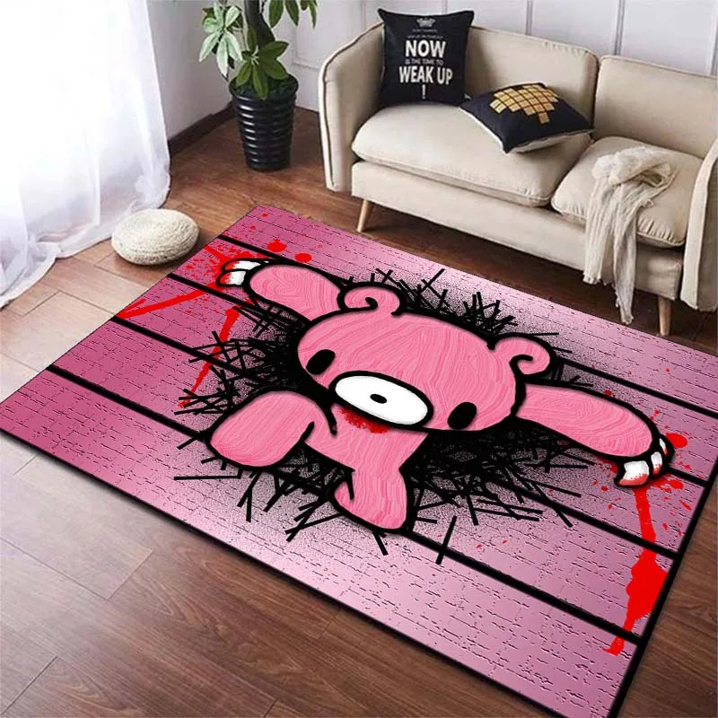 Gloomy Bear Violent Pink Bear Cartoon Area Rugs for Living Room Bedroom Decoration Rug Children Play Room Mats Anti-slip Carpets