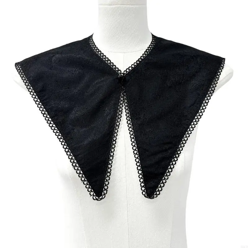 

M6CD White Lace Overlay Insert Collar Accessory For Women Clothing Layering