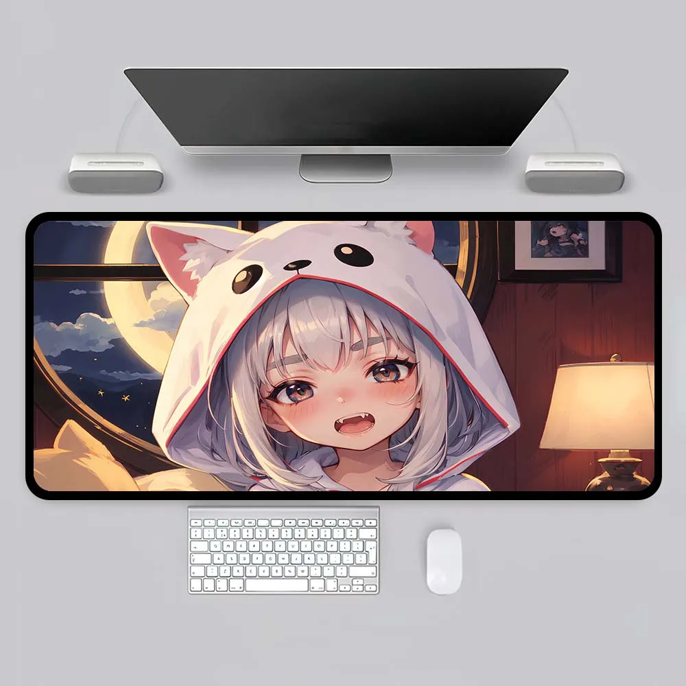 Tiger Teeth Mausepad Girl Mouse Mats Gaming Mat Pad on The Table Office Gamer Accessories Keyboard Pad Art Desk Mat Mouse Carpet