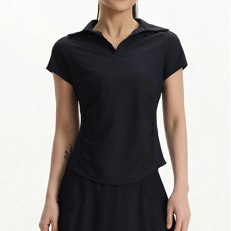 Women's Tennis Polo Shirt Short Sleeve Quick Dry Breathable Running Yoga Gym Workout T-Shirt Top view 5