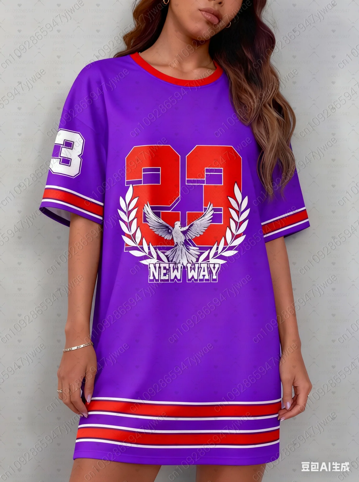 2025 Summer Women T-Shirt Dress New York No.23 Los Printed O-Neck Lady Short Sleeve Pullover Y2k T-Shirt Dresses Women Clothing