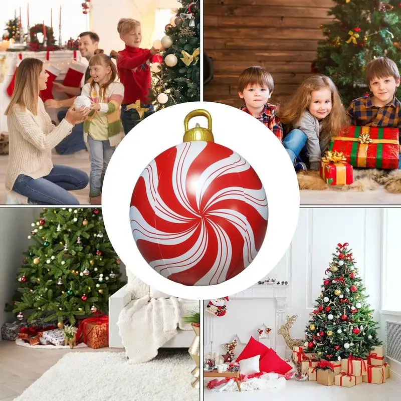 Christmas Inflatable Ball Ornaments Christmas Yard Ornament Ball Pvc Reusable Outdoor Decoration Candy Inflatable Ball Candy For