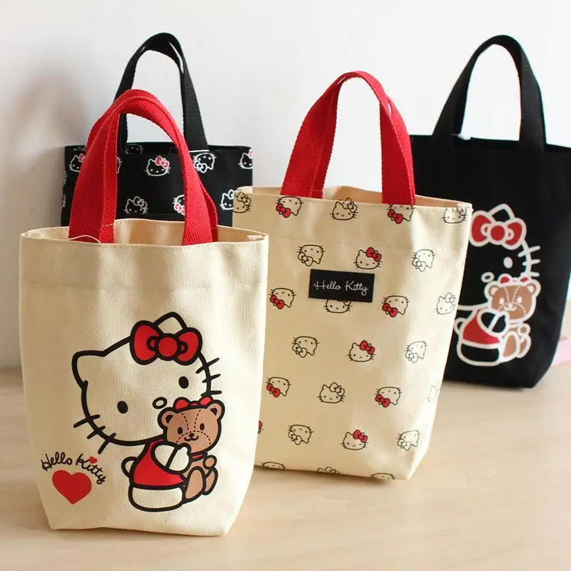 

Sanrio Anime Kawaii Hello Kitty Y2K Handbags Cute Cartoon Canvas Lunch Bag Water Cup Storagebag Portable Bentobag Girls Gifts