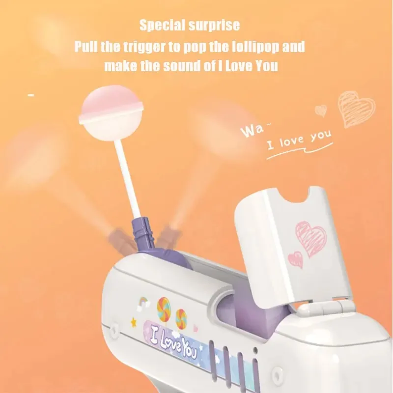 Cute Love Surprise Gun Lollipop Holder Creative Toy Candy Storage Christmas Gift for Boy Children Kids Funny Surprise Gift