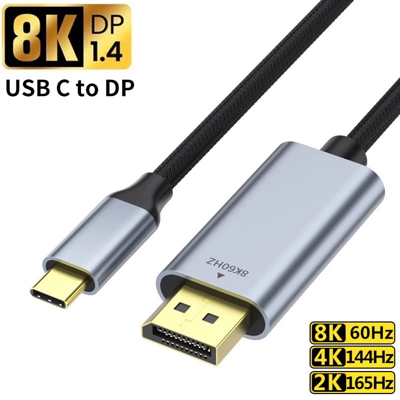 

Type C to DisplayPort 1.4 Cable Thunderbolt 3/4 to DP 8K60Hz 4K144Hz Display Port Cord Adapter For Video TV MateBook Laptop Air