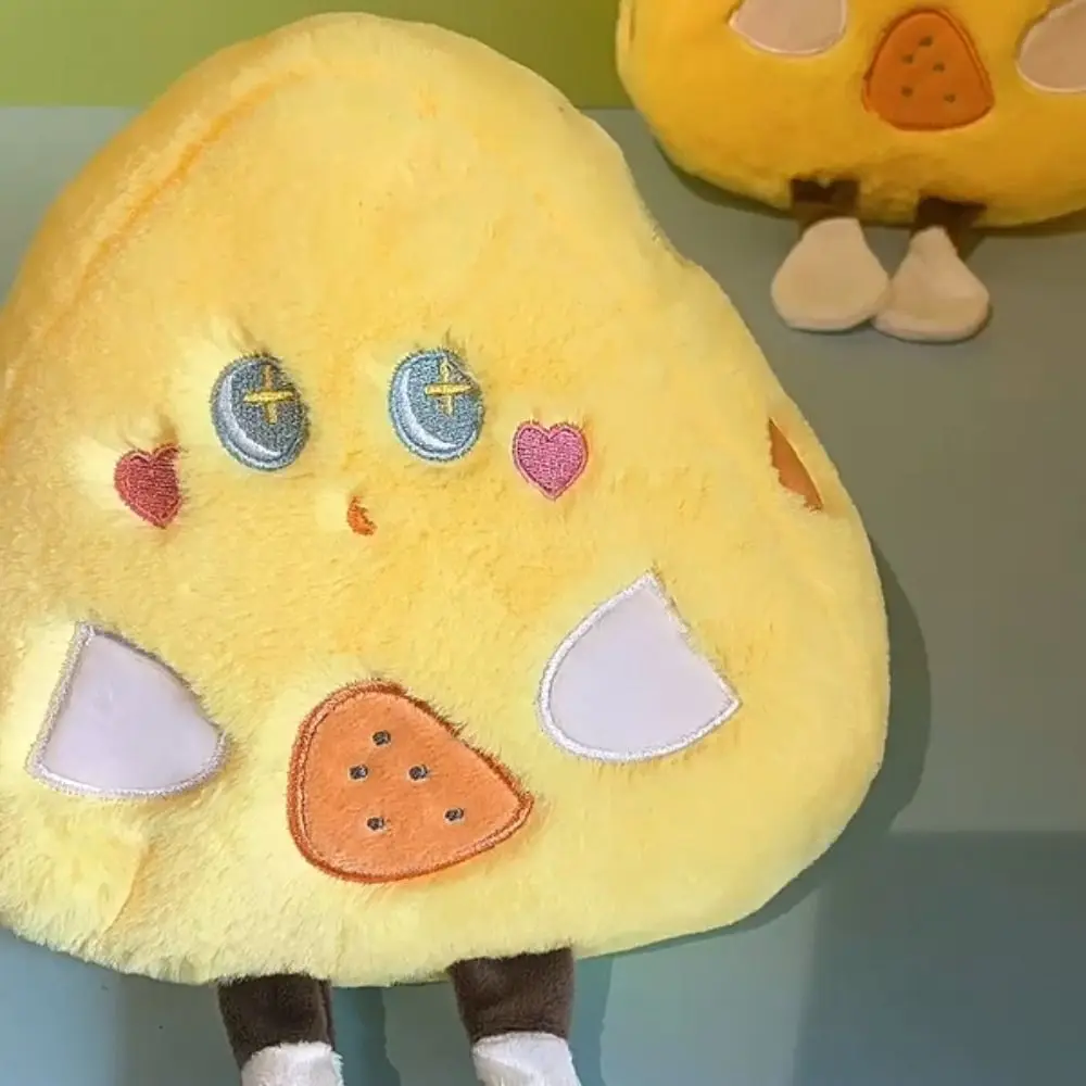 Yeux étoilés Simulation fromage jouets en peluche Triangle alimentaire dessin animé fromage poupées en peluche avec pied 25 cm Simulation fromage en peluche jouet