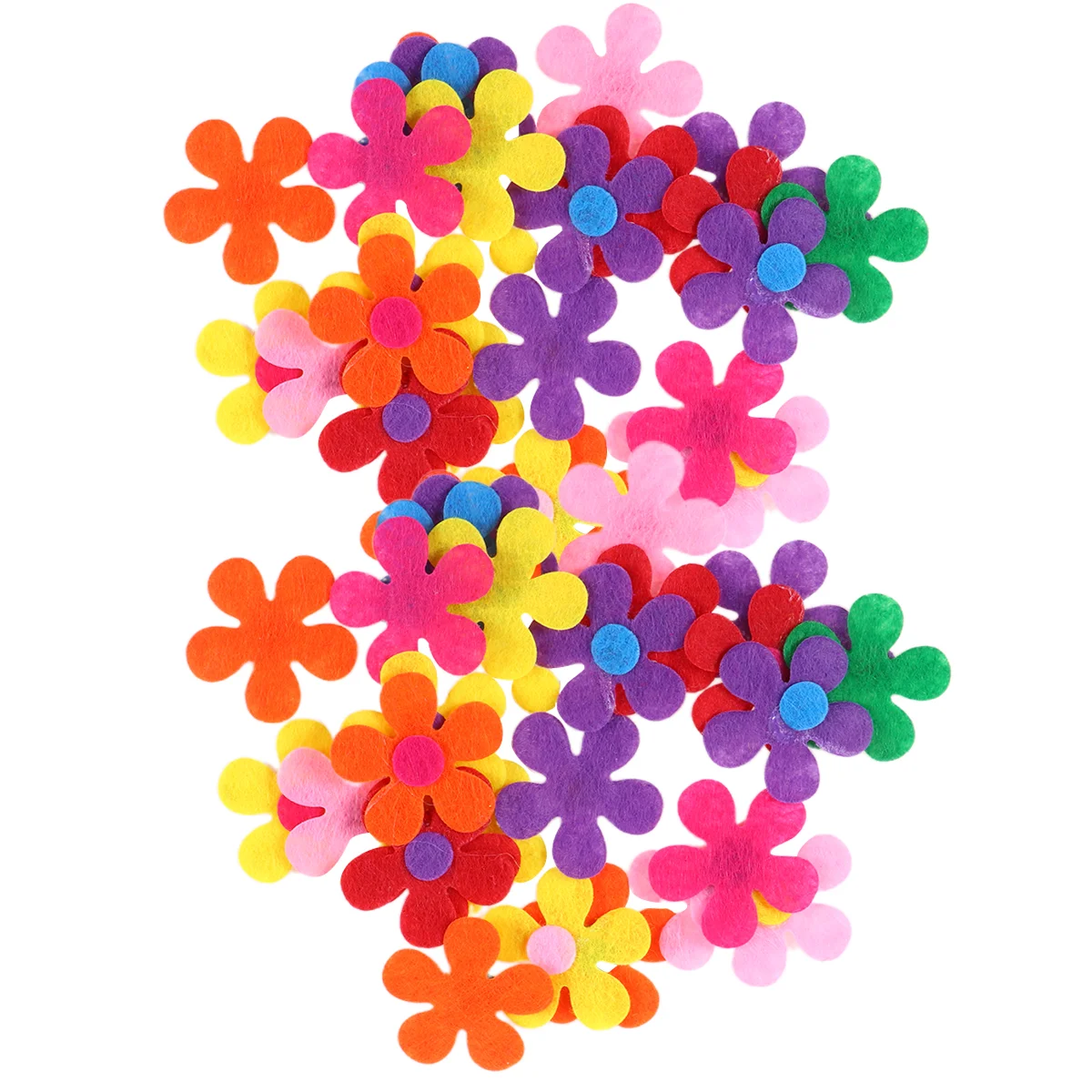 100 Pcs Felt Blossom Embellishments Non-woven Fabric Wafer Colorful Flowers Handmade Shape Five-petal Plum Supplies