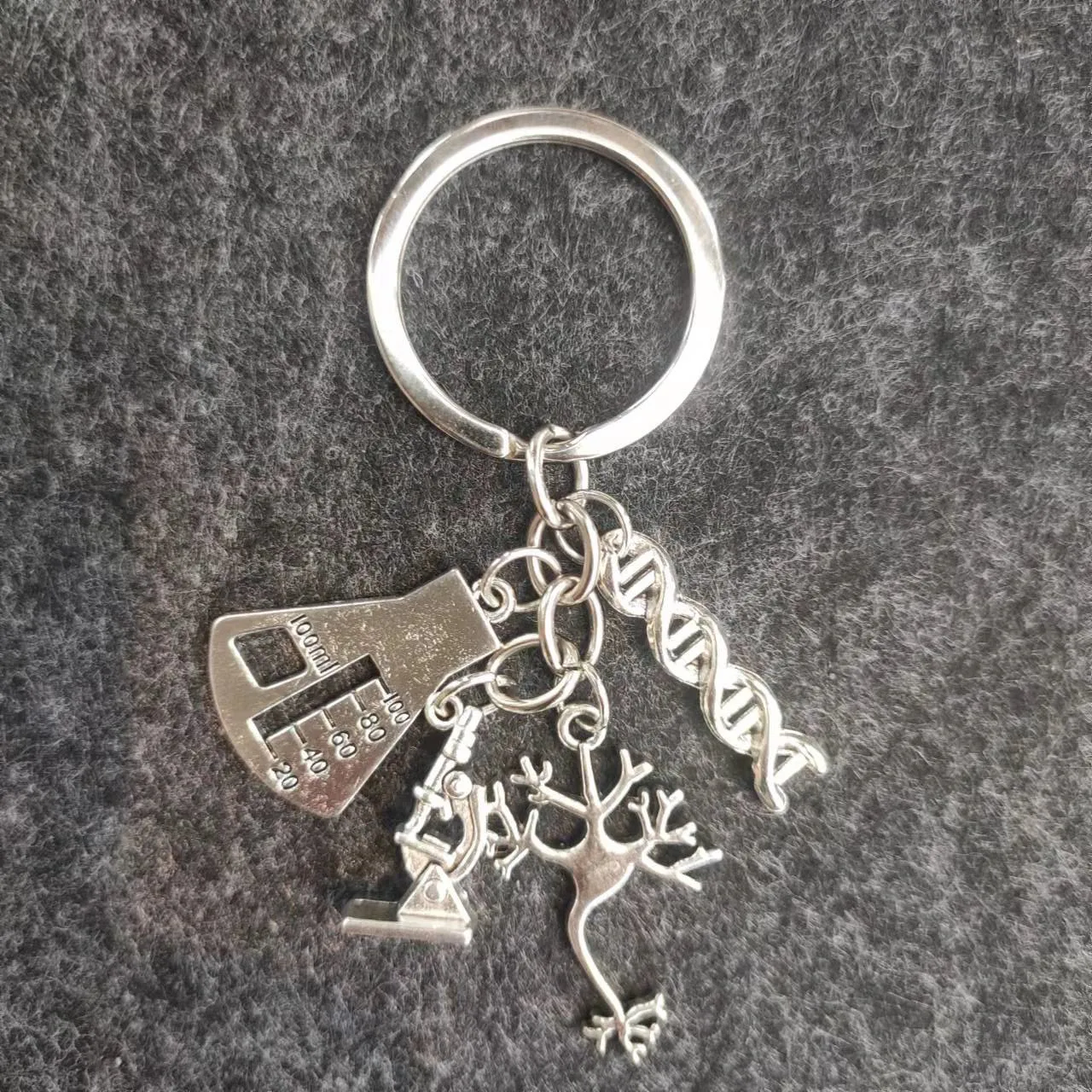 Microscope DNA Neuron Human Skeleton Science Key Chain Neuroscience Biology KeyRing