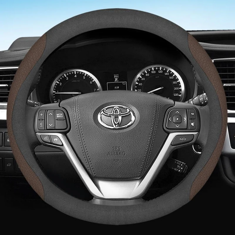 

Leather Car Steering Wheel Cover For Toyota AQUA Rumion Urban Cruiser Hyryder Proace City Non-slip 38cm Auto interior Accessorie