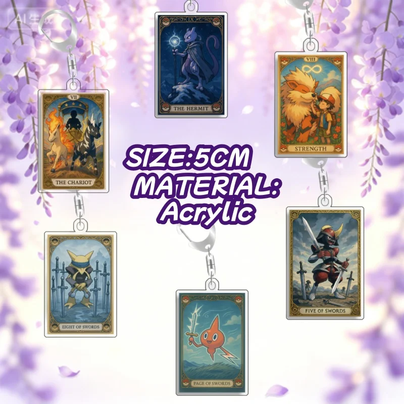 Keychain For Pokemon Rapidash Mewtwo Arcanine AcrylicHomemade Cartoon Anime Backpack Pendant Decoration Collection Fans Gift 5cm