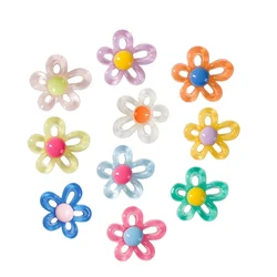 A Pair of Colorful Jelly Transparent Hollow Flowers Sweet Little Fresh Girl Earrings