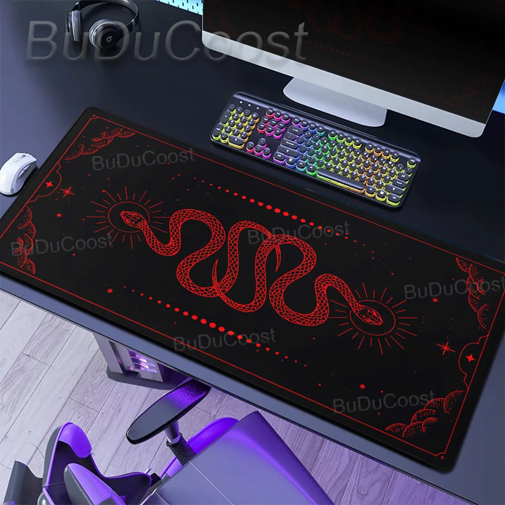 Aesthetics Large Bohemian Tarot Snake Mouse Pad Rubber Washable Anti-Slip Lock-Edge Tablemat PC Gamers Computer Keyboard Playmat
