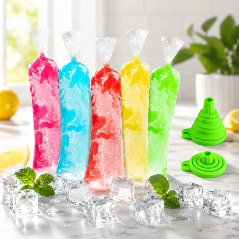 50-200pcs Disposable Popsicle Mold Bag Transparent Freezer Bag Plastic Ice Packs Suitable for Making Popsicles of All Flavor