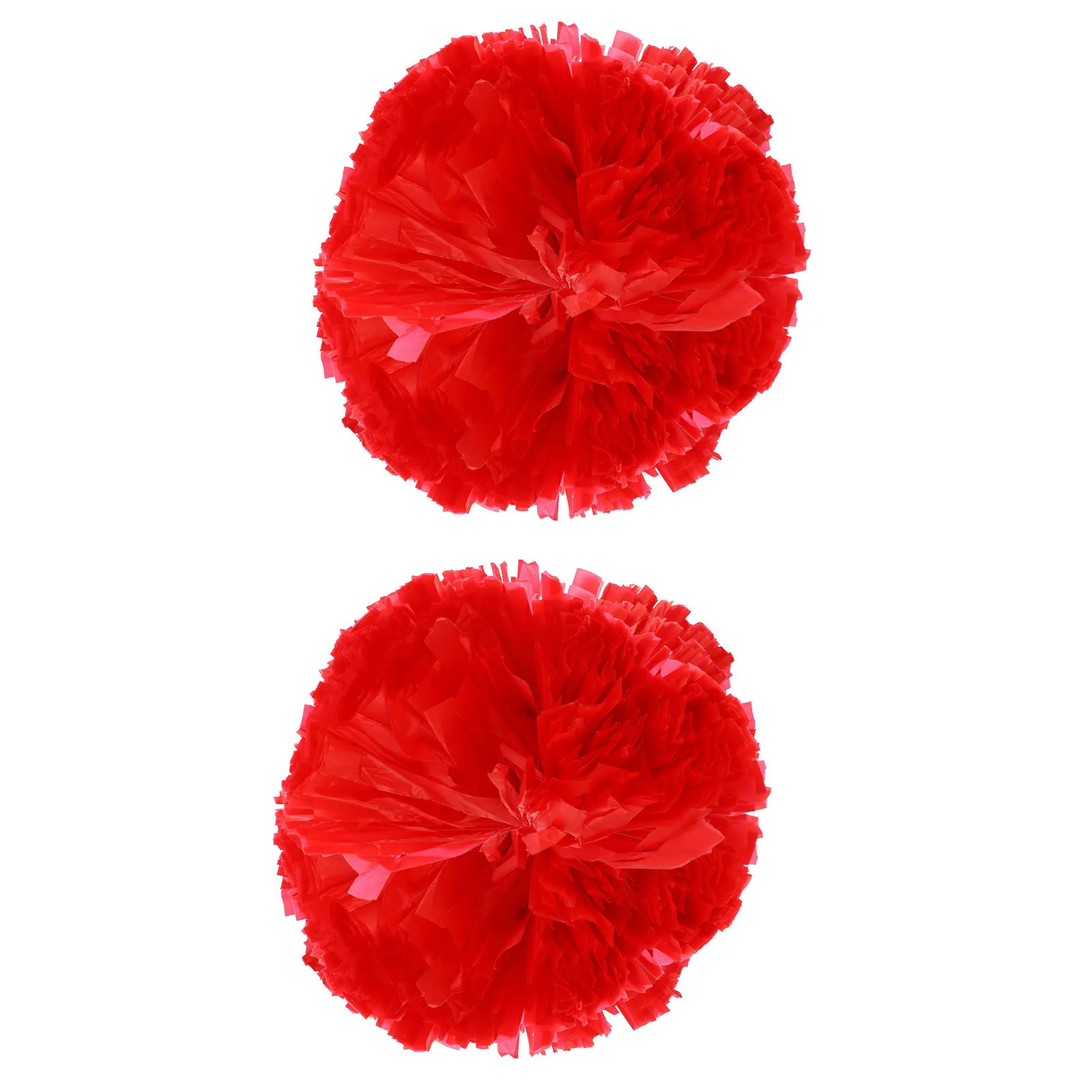 

2Pcs Cheerleading Pom Poms Red Plastic Ring Lightweight Durable Sports Dance Party Cheer Accessories Poms Cheer