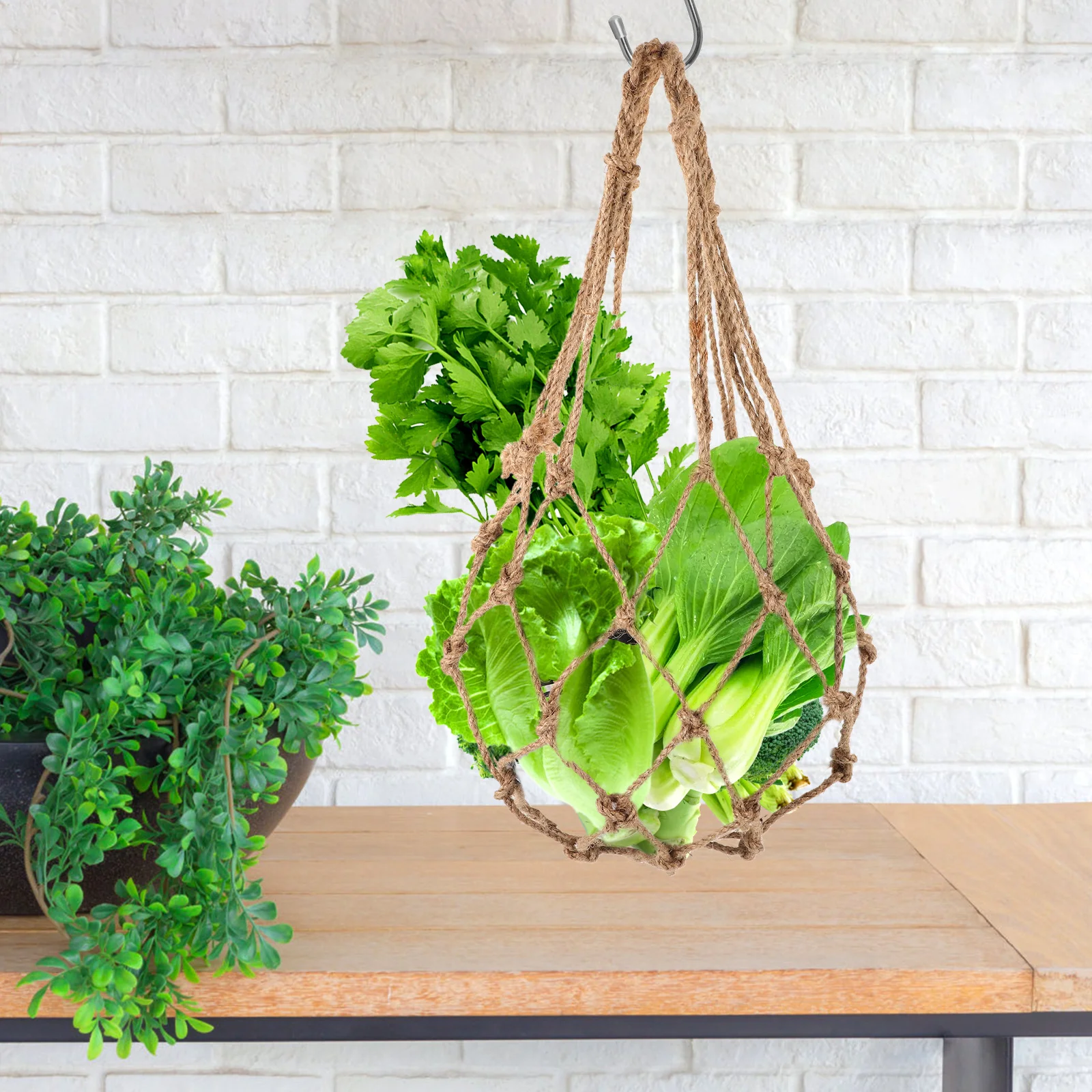

Fruit Vegetable Storage Bag Woven Mesh Large Capacity Reusable Produce Net Bag Twine Rope Basket Grocery Veggie Jar Storage